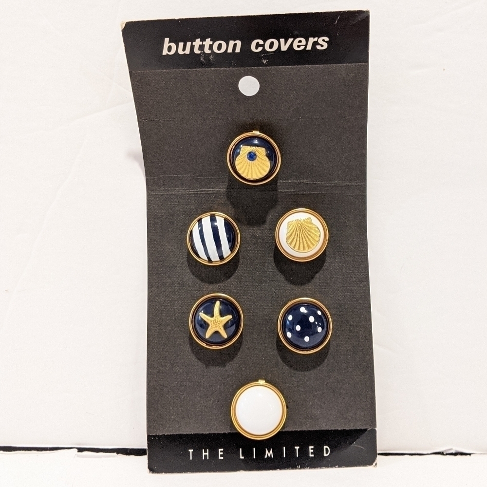 2/$20 NWT 6 Nautical Button Covers Navy Blue Gold Beach